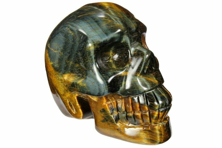 Polished Tiger's Eye Skull - Crystal Skull #111812